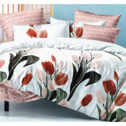 Pościel 3D Satyna Bawełniana 220/200 4cz Tulipany