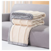 Koc Mikrofibra Grubo Tłoczone Pasy 160x200cm Ekri