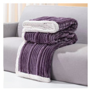 Koc Mikrofibra Grubo Tłoczone Pasy 160x200cm Fiolet