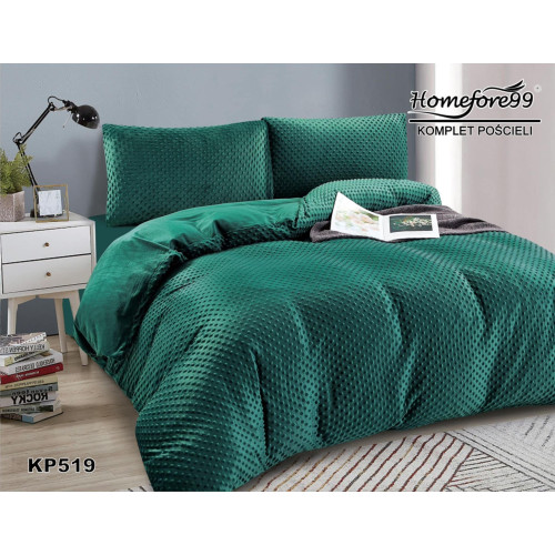 Pościel Mikrofibra Welurowa Minky 220x200 Zieleń Butelkowa