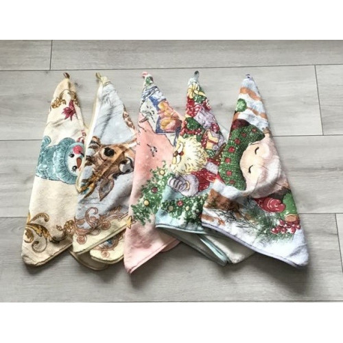 Ręczniki Świąteczne Mikrofibra Z Zawieszką 40x60 Kpl 5 szt Mix Święta/...