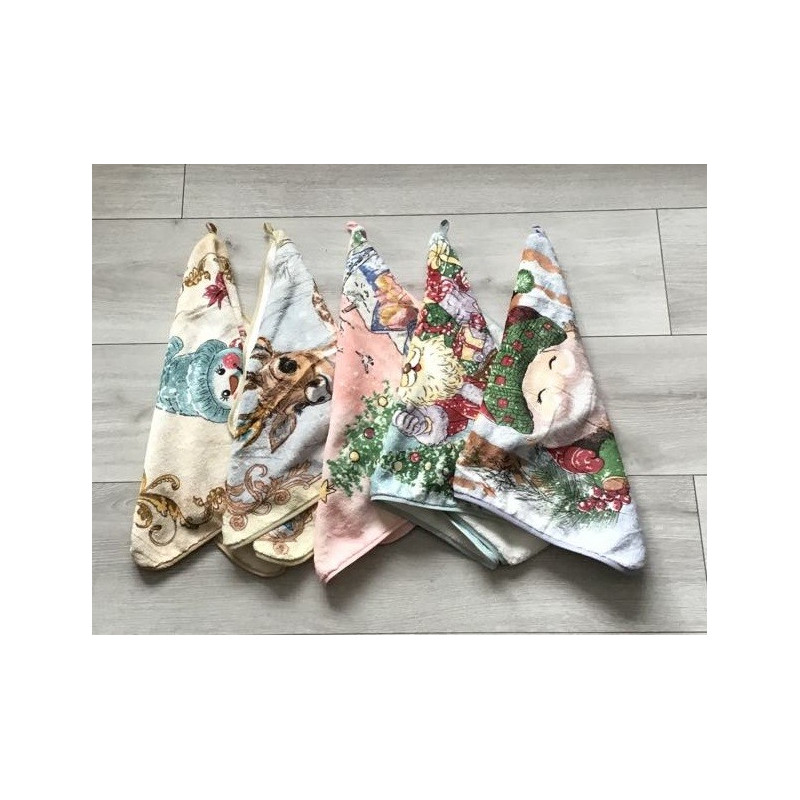 Ręczniki Świąteczne Mikrofibra Z Zawieszką 40x60 Kpl 5 szt Mix Święta/...