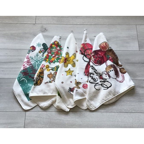 Ręczniki Świąteczne Mikrofibra Z Zawieszką 40x60 Kpl 5 szt Mix Święta