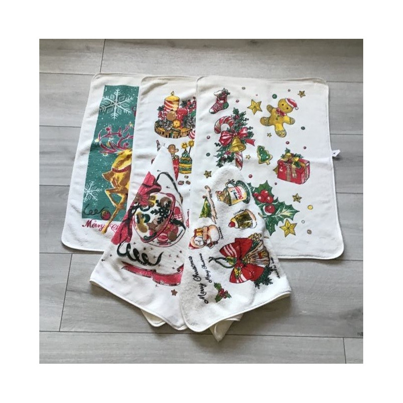 Ręczniki Świąteczne Mikrofibra Z Zawieszką 40x60 Kpl 5 szt Mix Święta