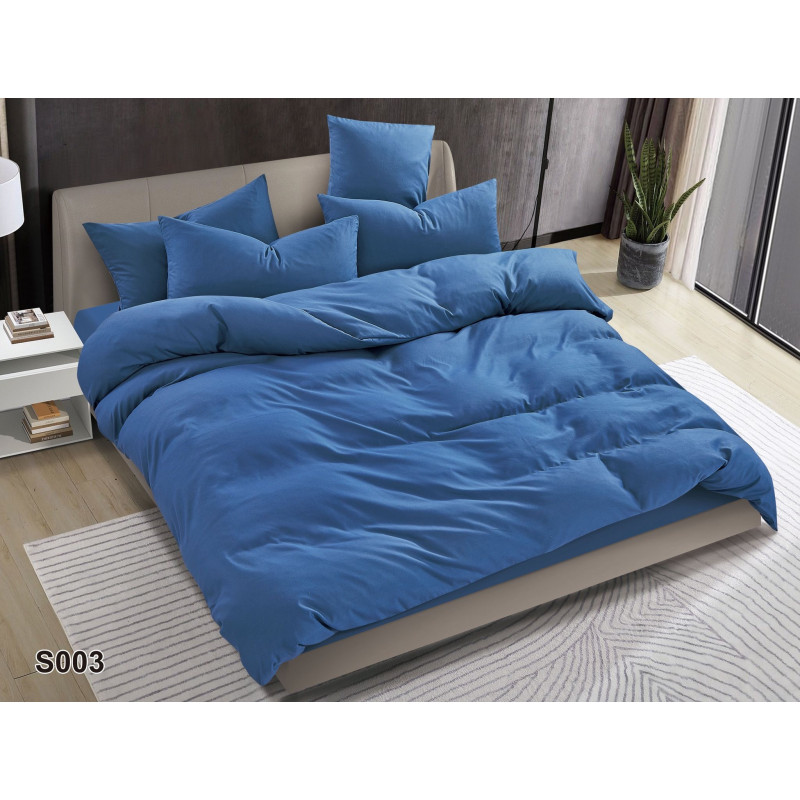 Pościel Clasic Gładka Mikrofibra 160x200 3cz Ciemno Niebieska