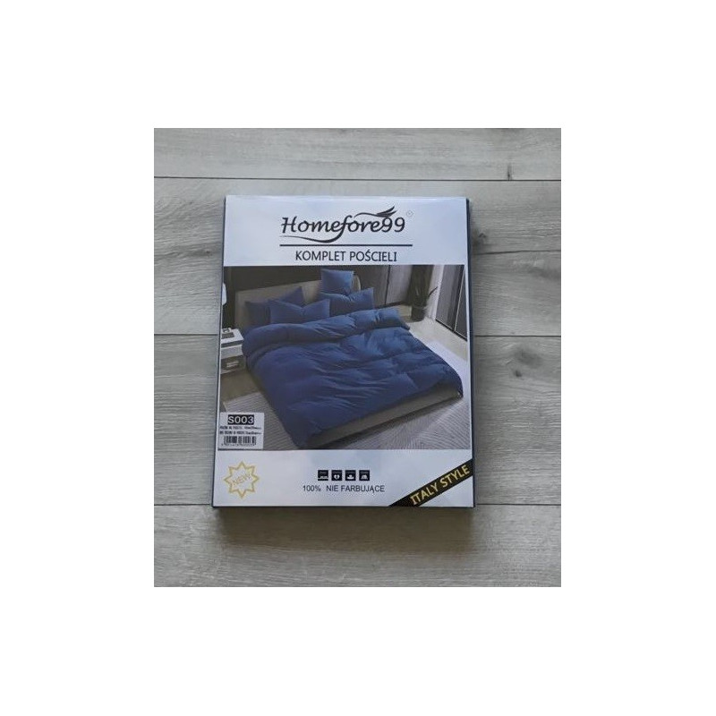 Pościel Clasic Gładka Mikrofibra 160x200 3cz Ciemno Niebieska