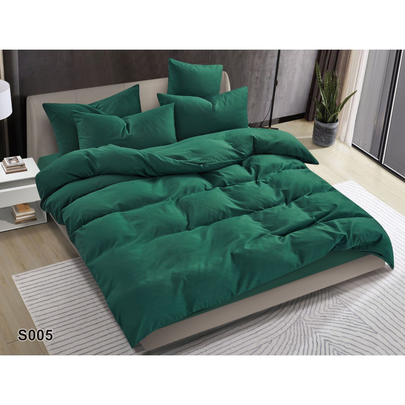 Pościel Clasic Gładka Mikrofibra 160x200 3cz zieleń Butelkowa