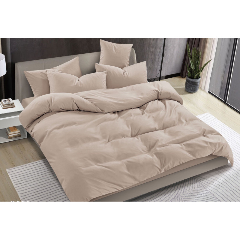 Pościel Clasic Gładka Mikrofibra 160x200 3cz Beżowa