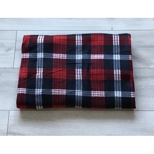 Koc Polarowy 220x200cm Krata Czerwono Czarna