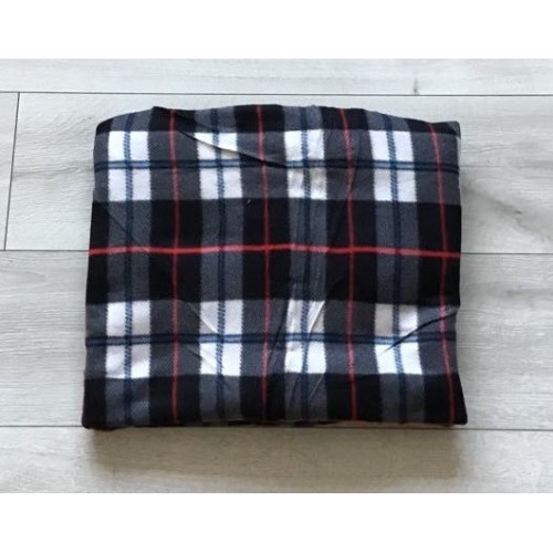 Koc Polarowy 220x200cm Krata Biało Czarna