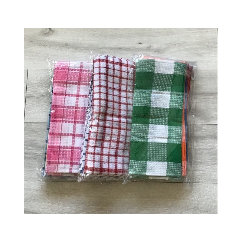 Zestaw 12szt Ścierek Bawełnianych Gofrowanych Mix Krata