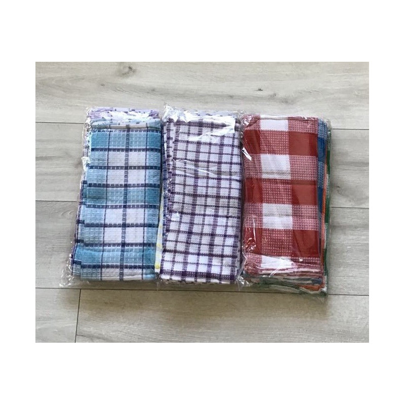 Zestaw 12szt Ścierek Bawełnianych Gofrowanych Mix Krata