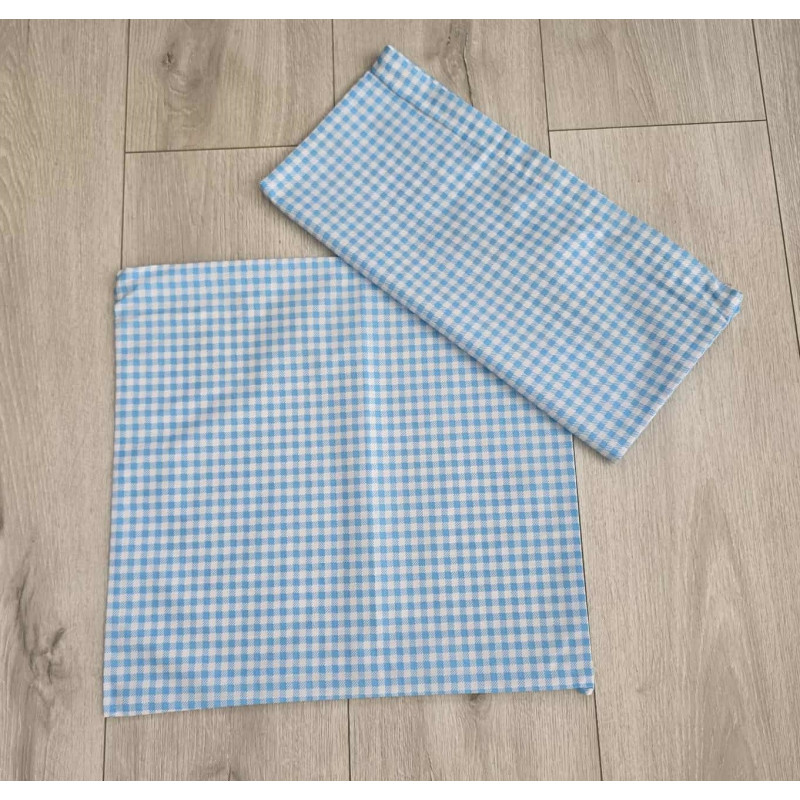 Poszewki Bawełniane 40x40cm Kpl 2 Szt Kratka Niebieska