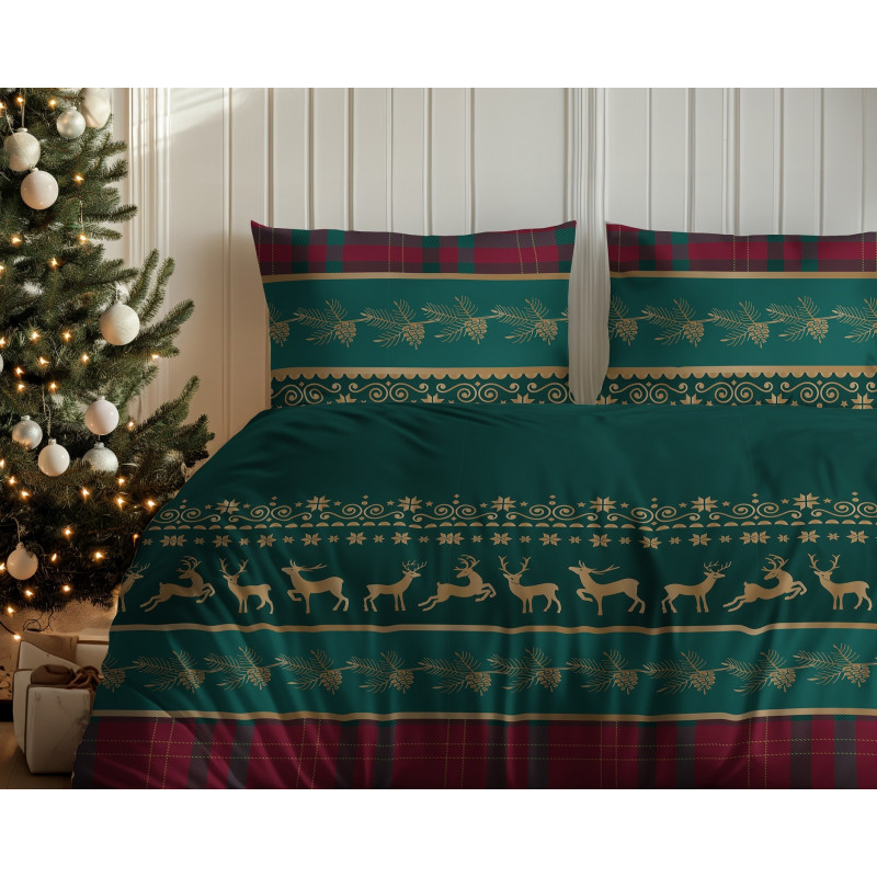 Pościel Flanela 160x200 100% Bawełna Detexpol 5620A Wzór Świąteczny