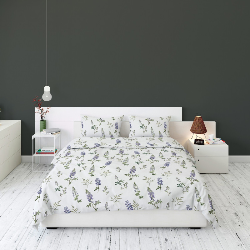 Pościel Flanela 160x200 100% Bawełna Detexpol 5628B Lawenda