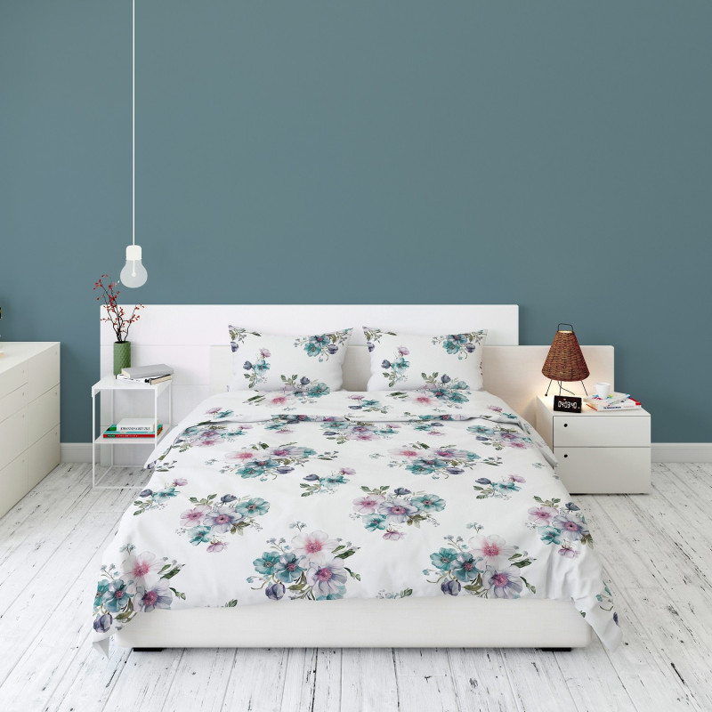 Pościel Flanela 160x200 100% Bawełna Detexpol 5629B Kwiaty