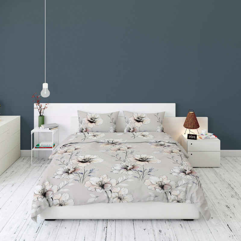 Pościel Flanela 160x200 100% Bawełna Detexpol 5637B Kwiaty