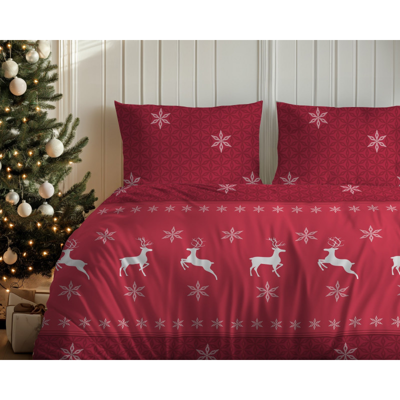 Pościel Flanela 220x200 100% Bawełna Detexpol 5621A Wzór Świąteczny Re...